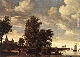 Salomon Van Ruysdael Famous Paintings - The Ferry Boat